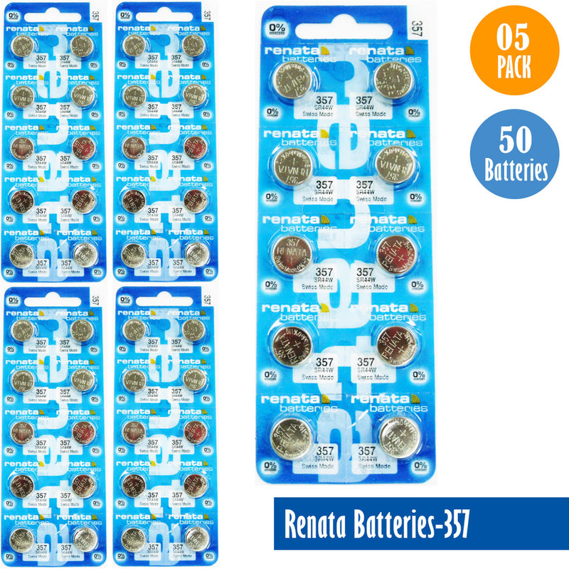 Load image into Gallery viewer, Renata-Batteries-357-1-pack-10-batteries, Replaces-SR44W, Watch-Batteries, Swiss Made - Universal Jewelers &amp; Watch Tools Inc. 
