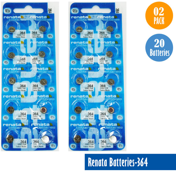 Renata 364 SR621SW Watch Battery Pack of 2 Pieces