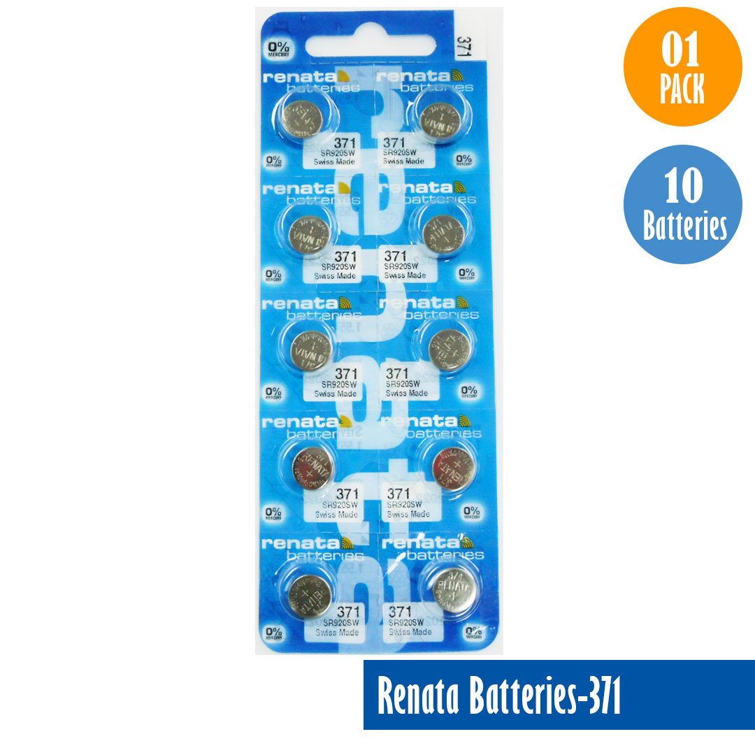 Renata-Batteries-371-1-pack-10-batteries, Replaces-SR920SW, Watch-Batteries, Swiss Made - Universal Jewelers & Watch Tools Inc. 