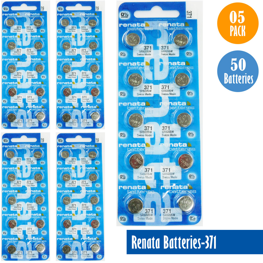 Renata-Batteries-371-1-pack-10-batteries, Replaces-SR920SW, Watch-Batteries, Swiss Made - Universal Jewelers & Watch Tools Inc. 