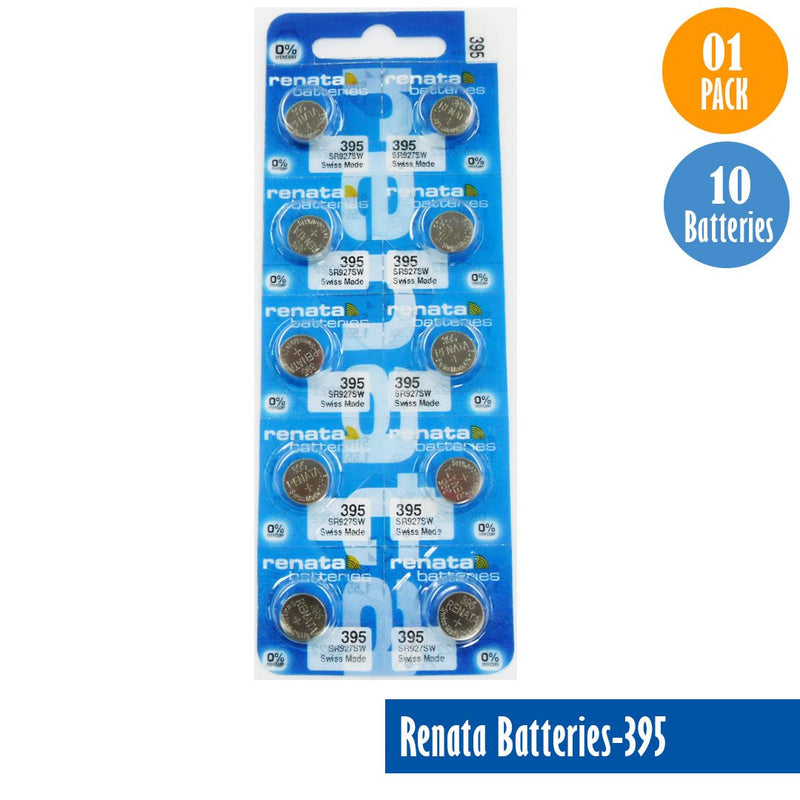 Load image into Gallery viewer, Renata-Batteries-395-1-pack-10-batteries, Replaces-SR927SW, Watch-Batteries, Swiss Made - Universal Jewelers &amp; Watch Tools Inc. 
