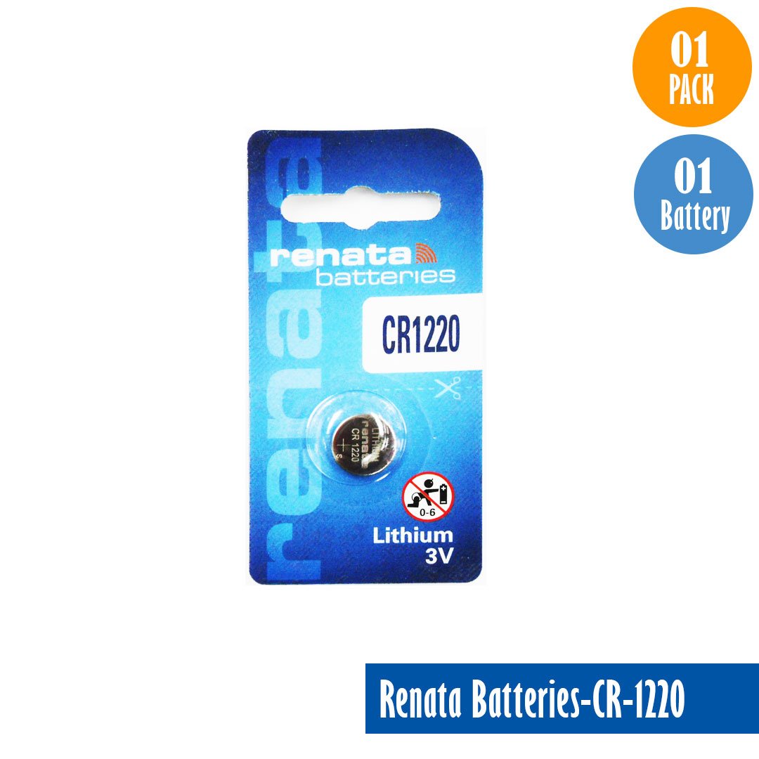 Renata-Batteries-CR-1220-1-pack-1-battery, Lithium-3V, Watch-Batteries, Swiss Made - Universal Jewelers & Watch Tools Inc. 