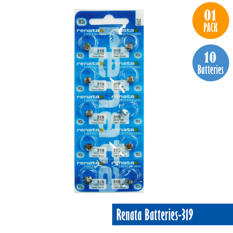 Load image into Gallery viewer, Renata-Batteries-319-1-pack-10-batteries, Replaces-SR527SW, Watch-Batteries, Swiss Made - Universal Jewelers &amp; Watch Tools Inc. 
