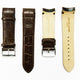 Alligator Curved Genuine Leather Watch Strap, 24MM, Brown Color, Padded, Brown Stitched, Regular Size, Silver Buckle, Watch Band Replacement - Universal Jewelers & Watch Tools Inc.