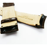 Alligator Curved Genuine Leather Watch Strap, 24MM, Brown Color, Padded, Brown Stitched, Regular Size, Silver Buckle, Watch Band Replacement
