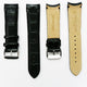 Alligator Curved Genuine Leather Watch Strap, 24MM, Black Color, Padded, Black Stitched, Regular Size, Silver Buckle, Watch Band Replacement - Universal Jewelers & Watch Tools Inc.