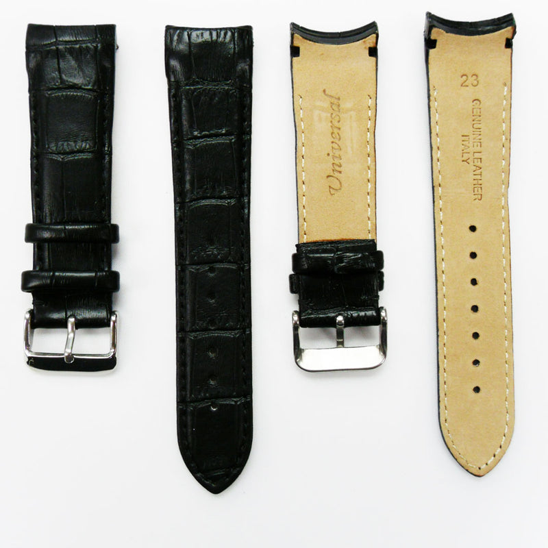 Load image into Gallery viewer, Alligator Curved Genuine Leather Watch Strap, 23MM, Brown Color, Padded, Brown Stitched, Regular Size, Silver Buckle, Watch Band Replacement

