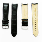 Alligator Curved Genuine Leather Watch Strap, 22MM, Brown Color, Padded, Brown Stitched, Regular Size, Silver Buckle, Watch Band Replacement