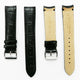 Alligator Curved Genuine Leather Watch Strap, Black Color, 20MM, Padded, Black Stitched, Regular Size, Silver Buckle, Watch Band Replacement - Universal Jewelers & Watch Tools Inc.