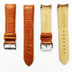 Alligator Curved Genuine Leather Watch Strap, 22MM, Light Brown Color, Padded, Brown Stitched, Regular Size, Silver Buckle, Watch Band Replacement - Universal Jewelers & Watch Tools Inc.