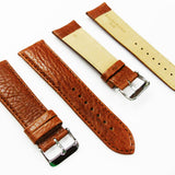 Leather Watch Band, 26MM, Light Brown with Grain, Padded, Brown Stitched, Regular Size, Leather Strap Replacement, Silver Buckle