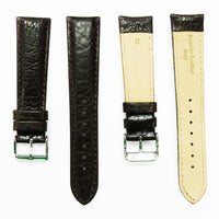 Leather Watch Band, 22MM, Brown with Grain, Padded, White and Brown Stitched, Regular Size, Leather Strap Replacement, Silver Buckle