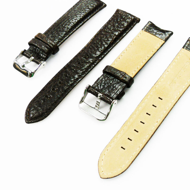 Load image into Gallery viewer, Leather Watch Band, 22MM, Brown with Grain, Padded, White and Brown Stitched, Regular Size, Leather Strap Replacement, Silver Buckle
