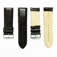 Leather Watch Band, 28MM, Dark Brown with Grain, Padded, Brown Stitched, Regular Size, Leather Strap Replacement, Silver Buckle