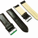 Leather Watch Band, 28MM, Dark Brown with Grain, Padded, Brown Stitched, Regular Size, Leather Strap Replacement, Silver Buckle