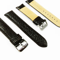 Leather Watch Band, 22MM, Brown with Grain, Padded, White and Brown Stitched, Regular Size, Leather Strap Replacement, Silver Buckle