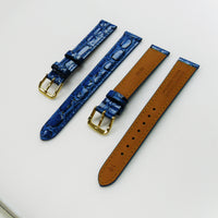 Crocodile Watch Grain Strap For Men 16 MM Band Navy Blue Color, Regular Size, Watch Band Replacement