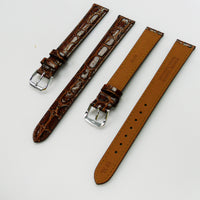 Crocodile Watch Grain Strap For Men 16 MM Band Brown Color, XL Size, Watch Band Replacement