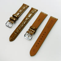 Crocodile Watch Grain Strap For Men 18 MM Band Tan Color, Regular Size, Watch Band Replacement