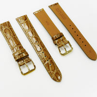 Crocodile Watch Grain Strap For Men 18 MM Band Tan Color, Regular Size, Watch Band Replacement