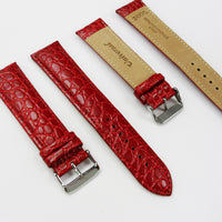Crocodile Watch Grain Strap For Men 22 MM and 24 MM Band, Red Color, XXL Size, Watch Band Replacement
