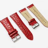 Crocodile Watch Grain Strap For Men 28 MM and 30 MM Band, Red Color, Regular Size, Watch Band Replacement