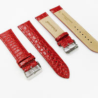 Crocodile Watch Grain Strap For Men 24 MM and 26 MM Band, Red Color, Regular Size, Watch Band Replacement