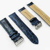 Crocodile Watch Grain Strap For Men 24 MM and 26 MM Band, Blue Color, Regular Size, Watch Band Replacement