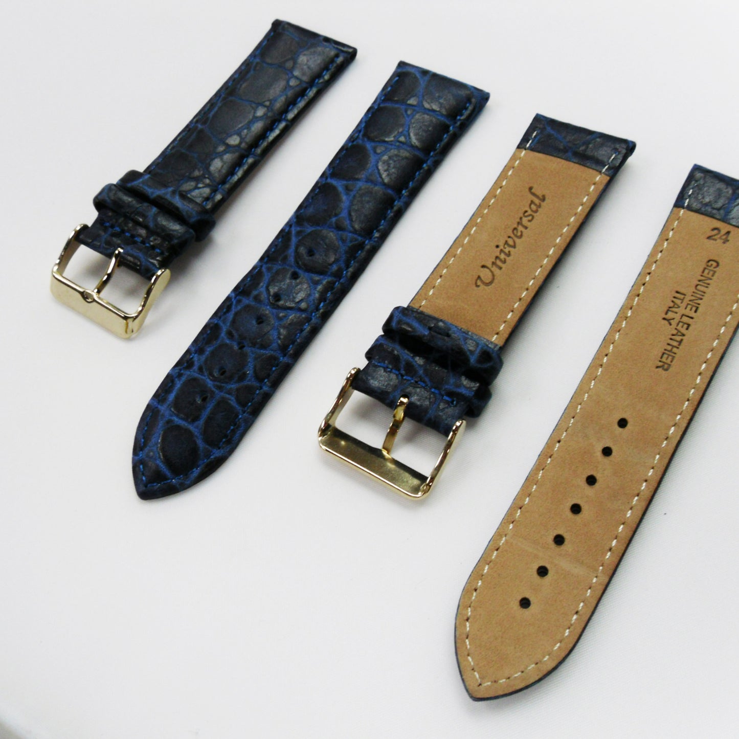 Crocodile Watch Grain Strap For Men 24 MM and 26 MM Band, Blue Color, Regular Size, Watch Band Replacement