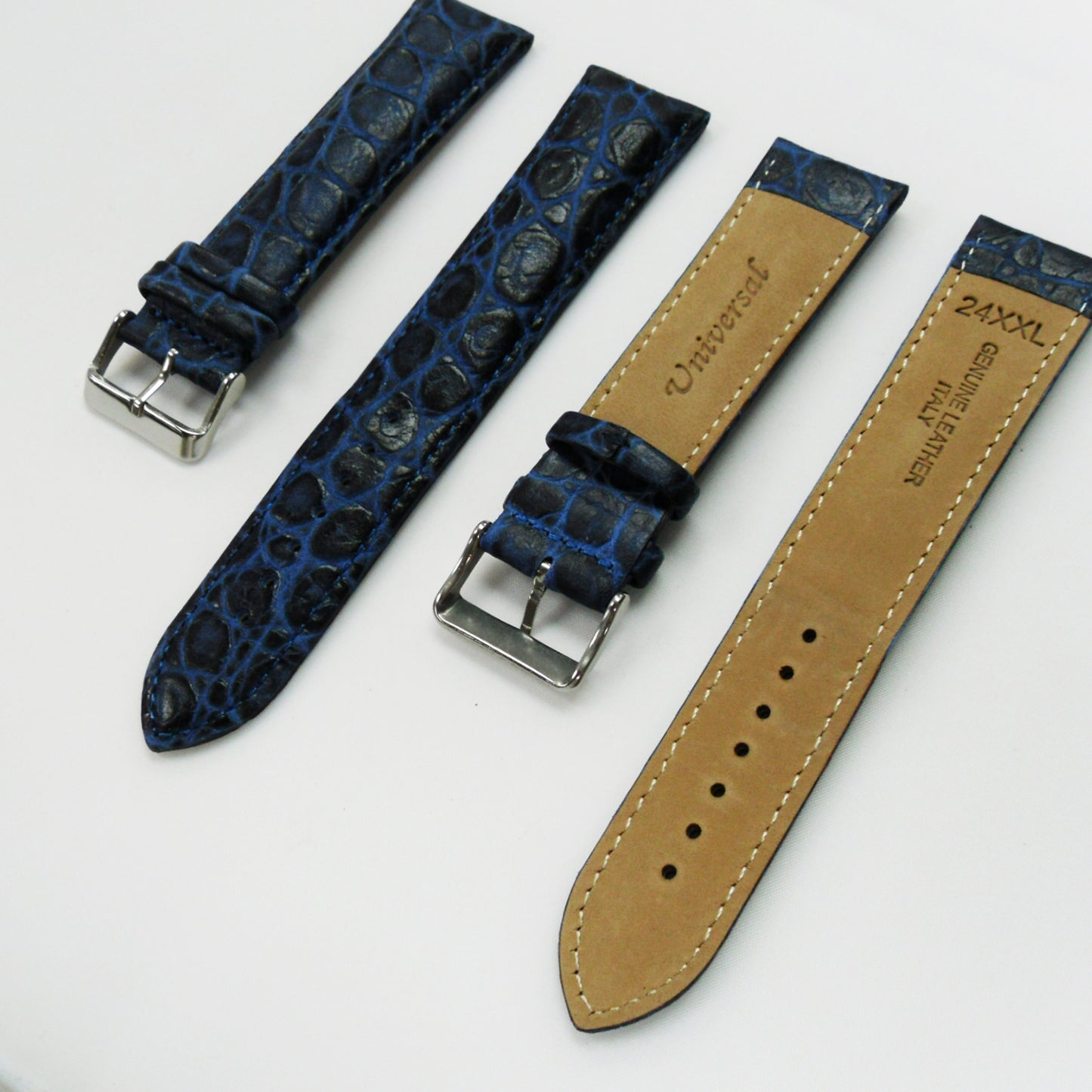 Crocodile Watch Grain Strap For Men 22 MM and 24 MM Band, Blue Color, XXL Size, Watch Band Replacement