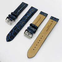Crocodile Watch Grain Strap For Men 20 MM and 22 MM Band Dark Blue Color, Regular Size, Watch Band Replacement