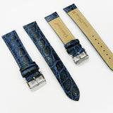 Crocodile Watch Grain Strap For Men 20 MM and 22 MM Band Dark Blue Color, Regular Size, Watch Band Replacement