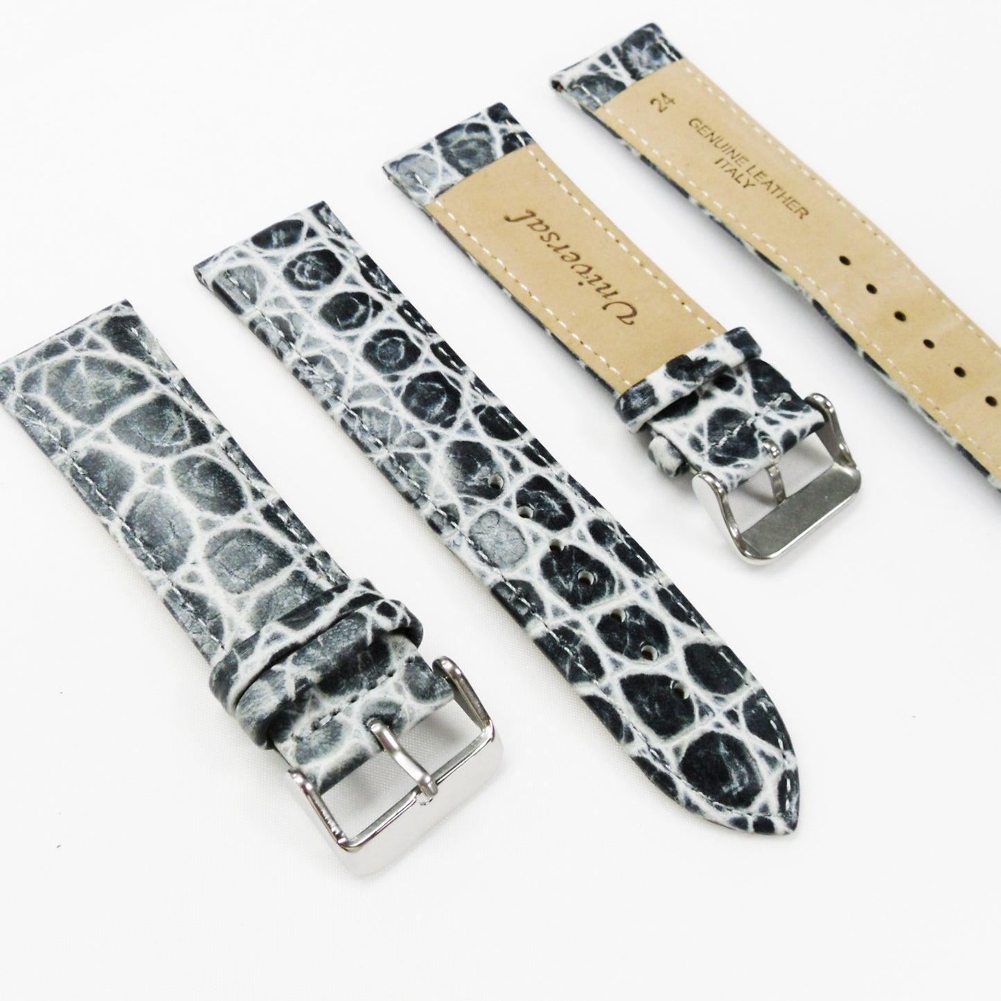 Crocodile Watch Grain Strap For Men 24 MM and 26 MM Band, Gey Color, Regular Size, Watch Band Replacement - Universal Jewelers & Watch Tools Inc.
