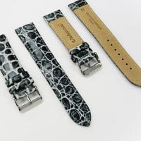 Crocodile Watch Grain Strap For Men 20 MM and 22 MM Band Grey Color, Regular Size, Watch Band Replacement