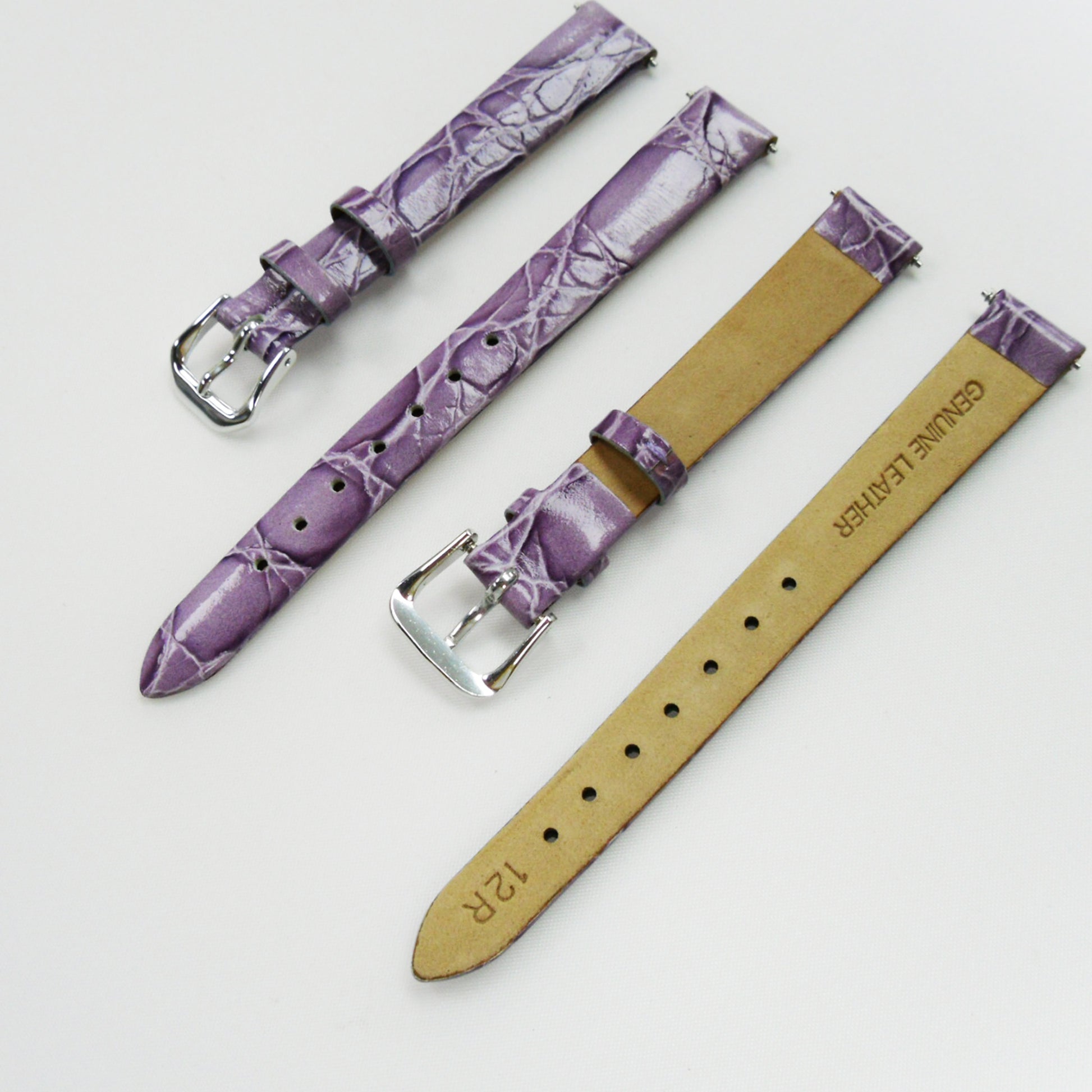 Crocodile Watch Grain Strap For Men and Women 12 MM Band Purple and Red Color, Regular Size, Watch Band Replacement - Universal Jewelers & Watch Tools Inc.