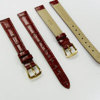 Crocodile Watch Grain Strap For Men and Women 12 MM and 14 MM Band Red Color, Regular Size, Watch Band Replacement