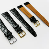 Crocodile Watch Grain Strap For Men 16 MM Band Black Color, Regular Size, Watch Band Replacement