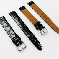 Crocodile Watch Grain Strap For Men 16 MM Band Black Color, Regular Size, Watch Band Replacement