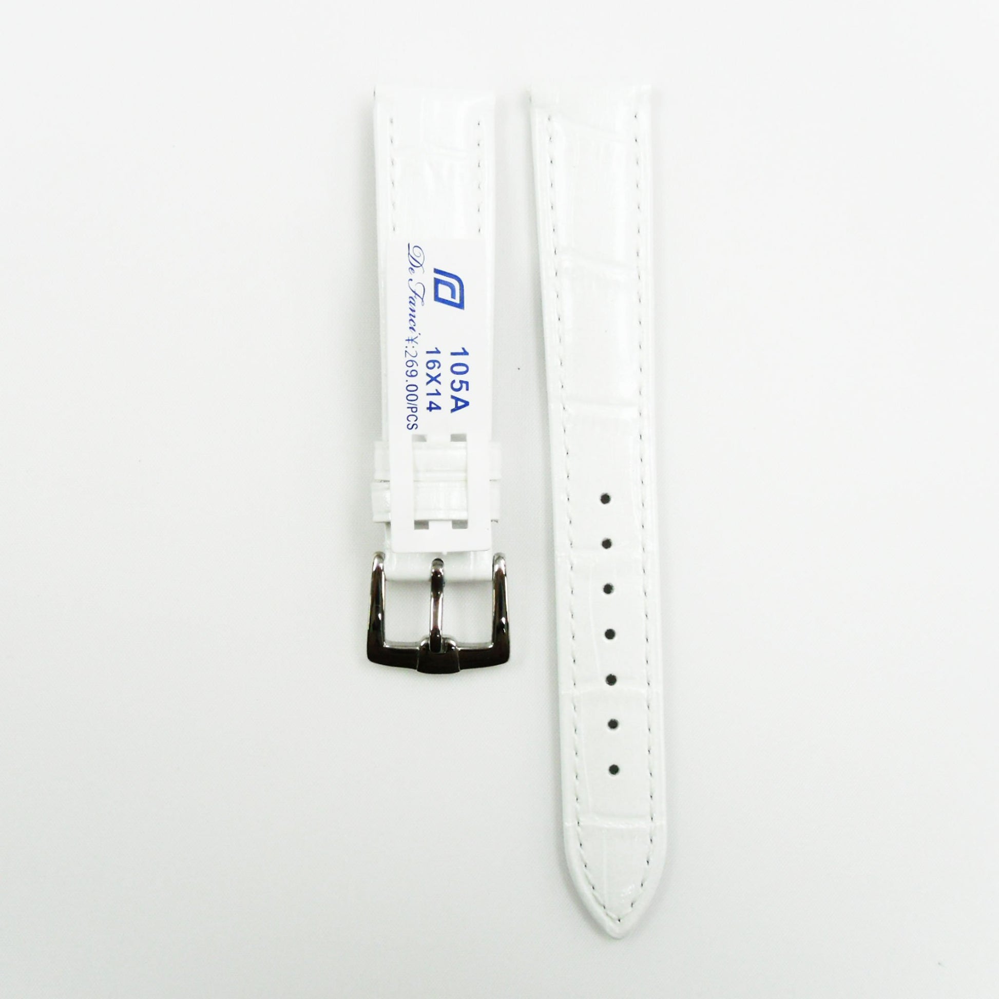 Shiny and Glowing Alligator Genuine Leather, Special Watch Strap, Padded, 14x 12 MM, Black Color, Stitched, Regular Size, Silver Buckle, Watch Band Replacement - Universal Jewelers & Watch Tools Inc.