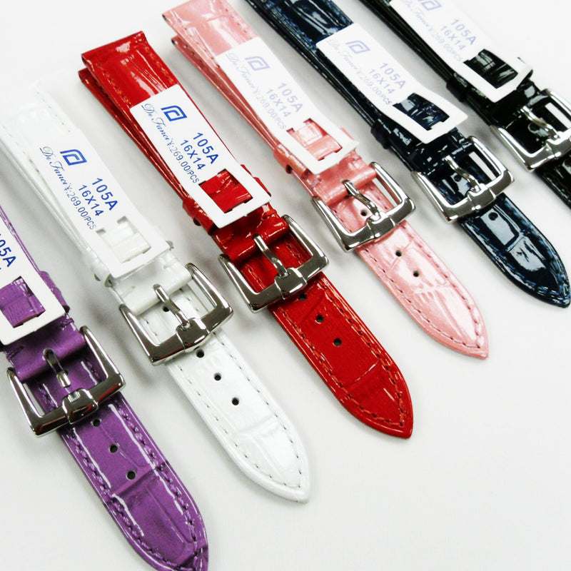 Load image into Gallery viewer, Shiny and Glowing Alligator Genuine Leather, Special Watch Strap, Padded, 14x 12 MM, Purple Color, Stitched, Regular Size, Silver Buckle, Watch Band Replacement
