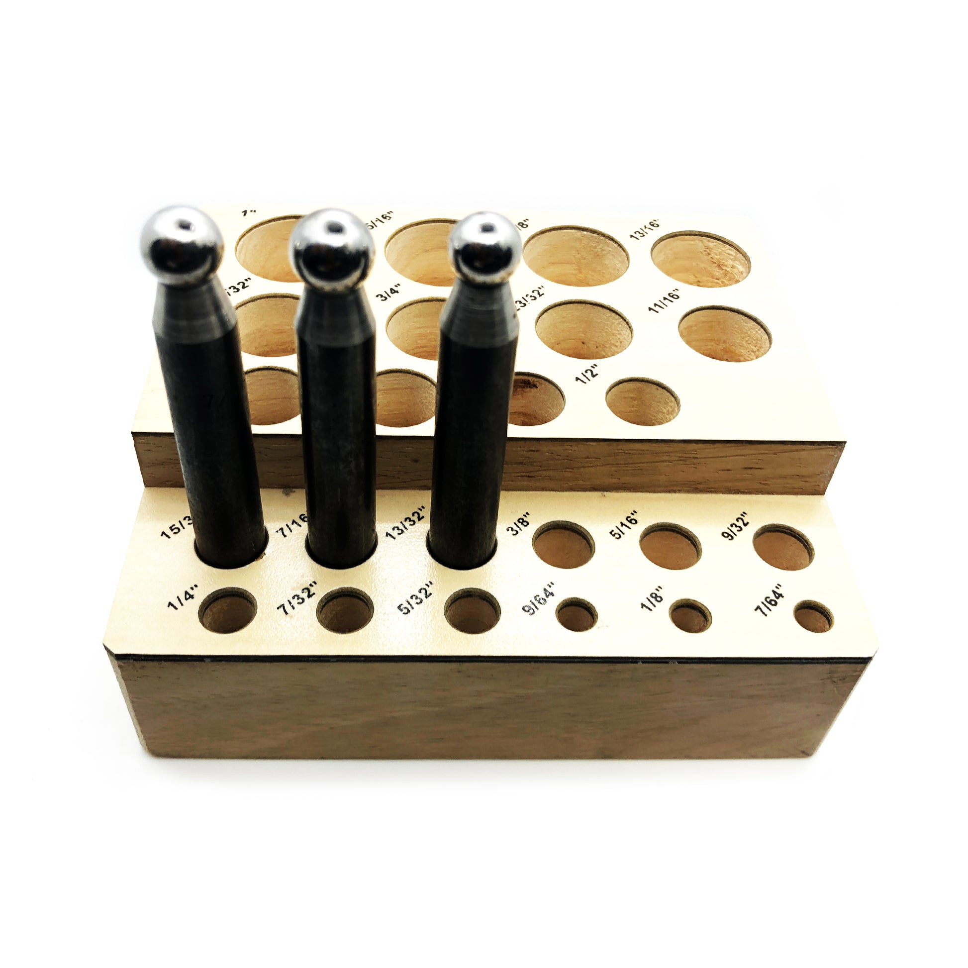 Set of 24 Doming Punch With Wooden Stand - Universal Jewelers & Watch Tools Inc.