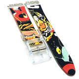 Swatch Watch Strap Replacement 17 MM PVC Multi-Color Modern Art Band