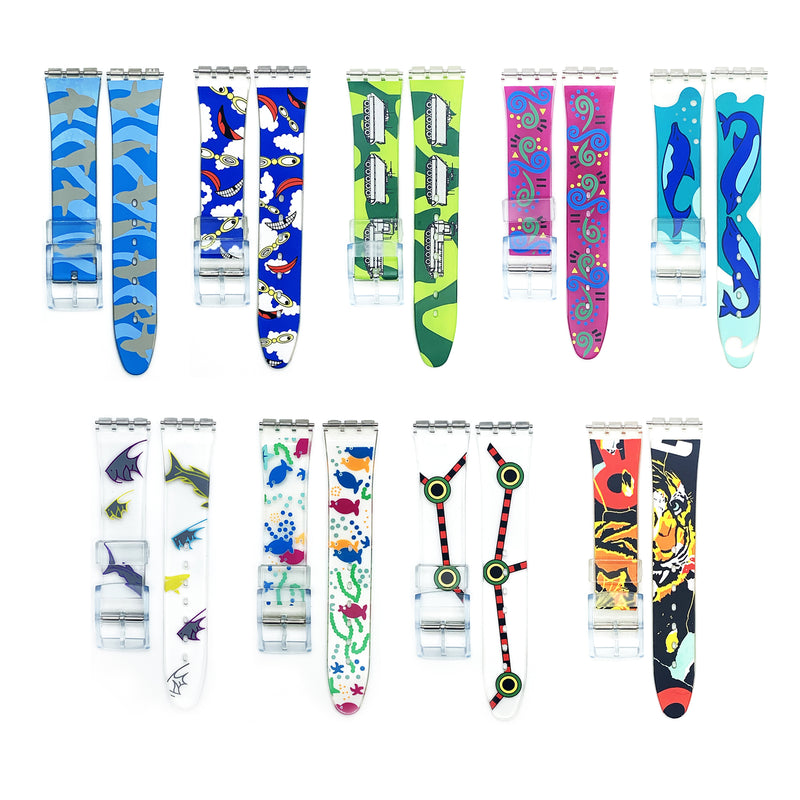 Load image into Gallery viewer, Swatch Watch Strap Replacement 17 MM PVC Multi-Color Modern Art Band
