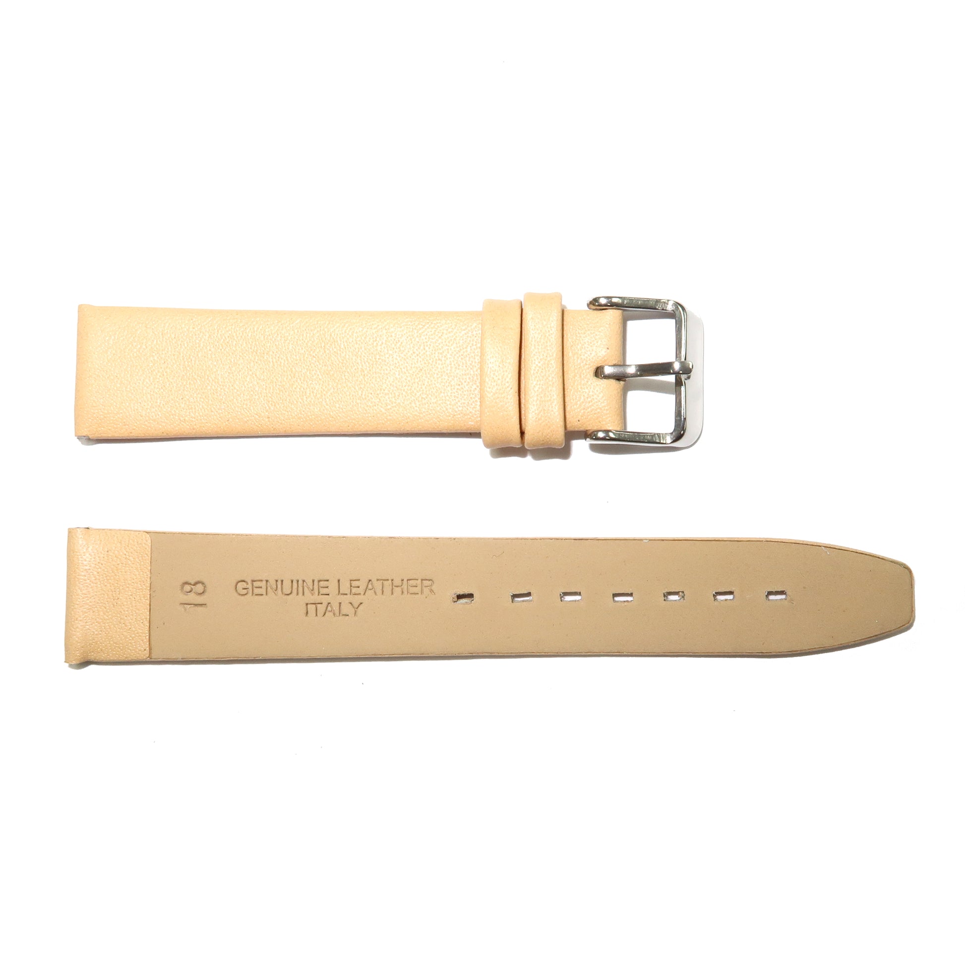 Genuine Leather Watch Band 8-24mm Flat Classic Plain Grain Black Brown Light Brown Tan Light Tan Light Green - Universal Jewelers & Watch Tools Inc. 