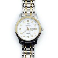 Luxury White Dial Day and Date Men's Stainless Steel Two Tone Dress Watch