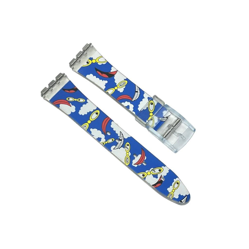 Load image into Gallery viewer, Plastic PVC Watch Band Strap Art Design Swatch Replacement Including Pins 17mm
