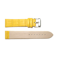Genuine Leather Watch Band 12-24mm Flat Alligator Grain Black Brown Blue Red Yellow - Universal Jewelers & Watch Tools Inc. 