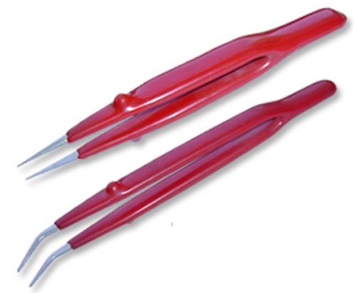 JEWELRY TOOL SET OF 2PCS TWEESERS STAINLESS STEEL RUBBER COATING WITH FINE TIP - Universal Jewelers & Watch Tools Inc.