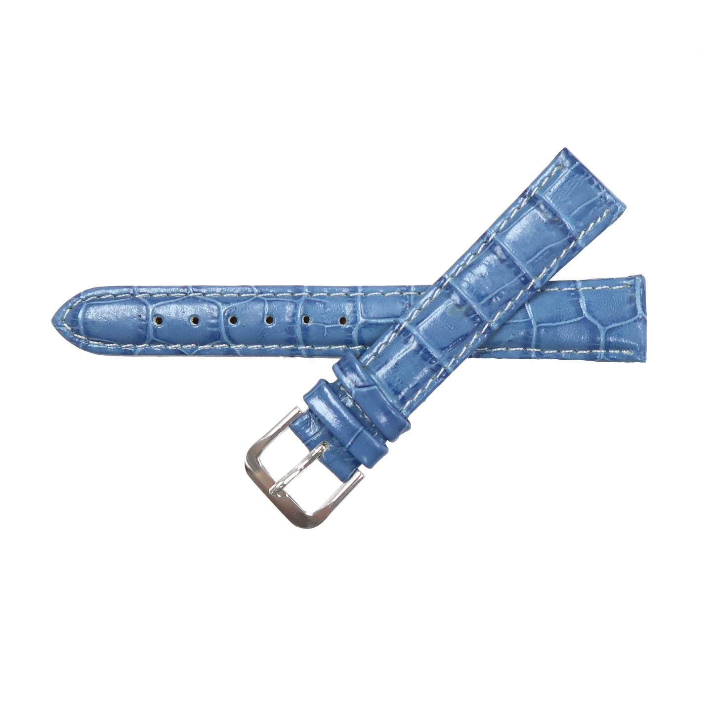 Genuine Leather Watch Band 16-20mm Padded Alligator Grain Stitched Golden Black Blue Green Pink - Universal Jewelers & Watch Tools Inc. 