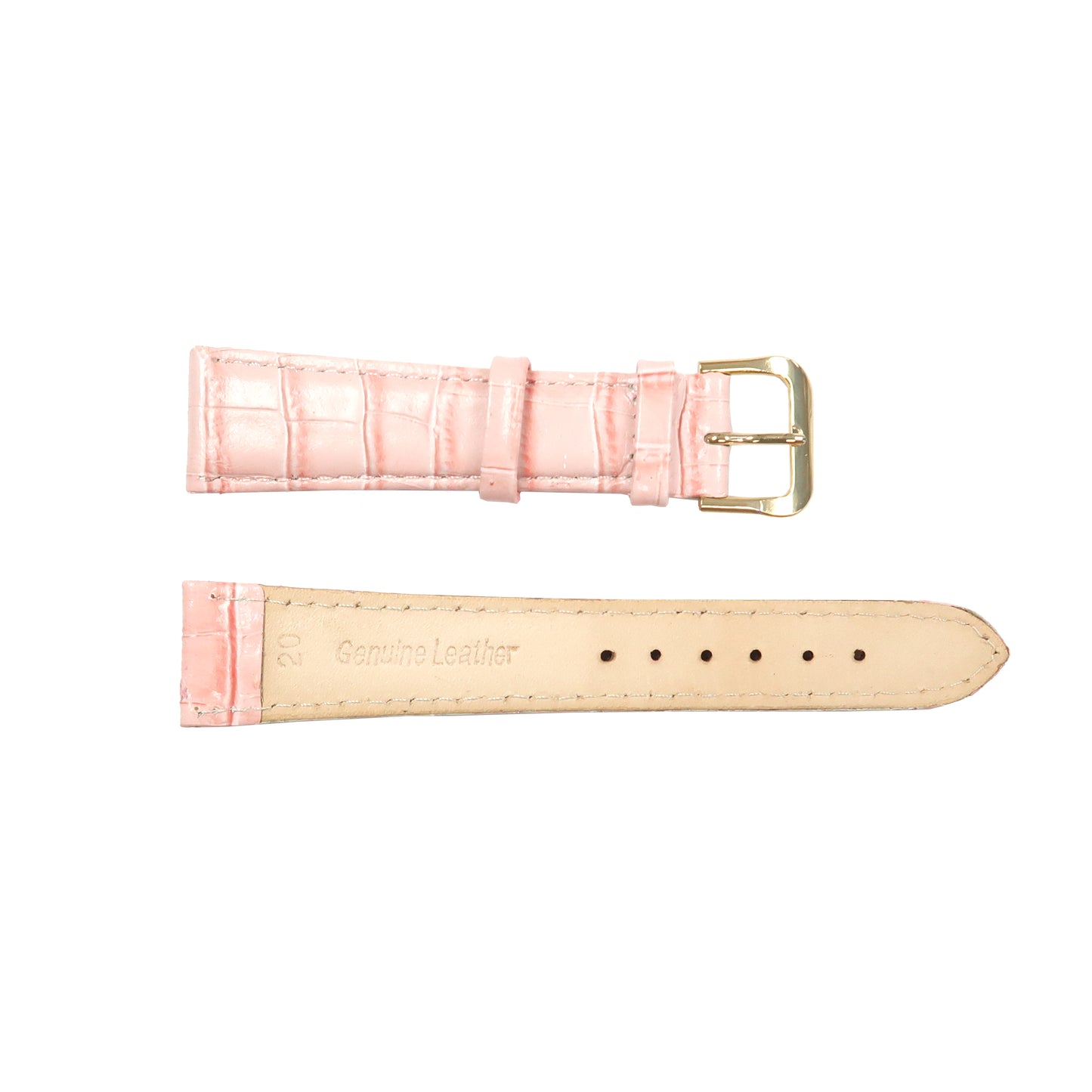 Genuine Leather Watch Band 16-20mm Padded Alligator Grain Stitched Golden Black Blue Green Pink - Universal Jewelers & Watch Tools Inc. 